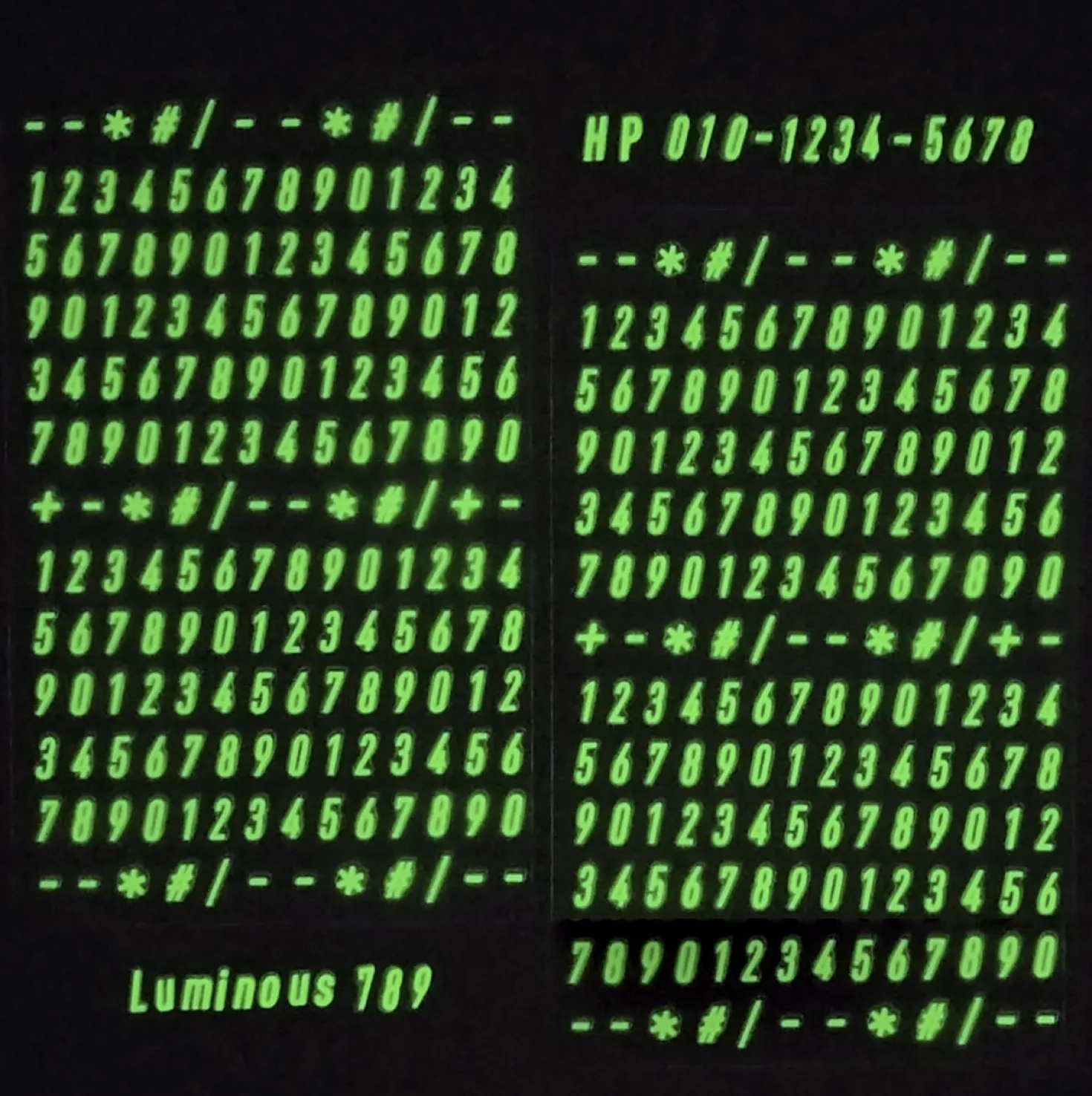 Alphabet & Number Glow in the Dark Sticker