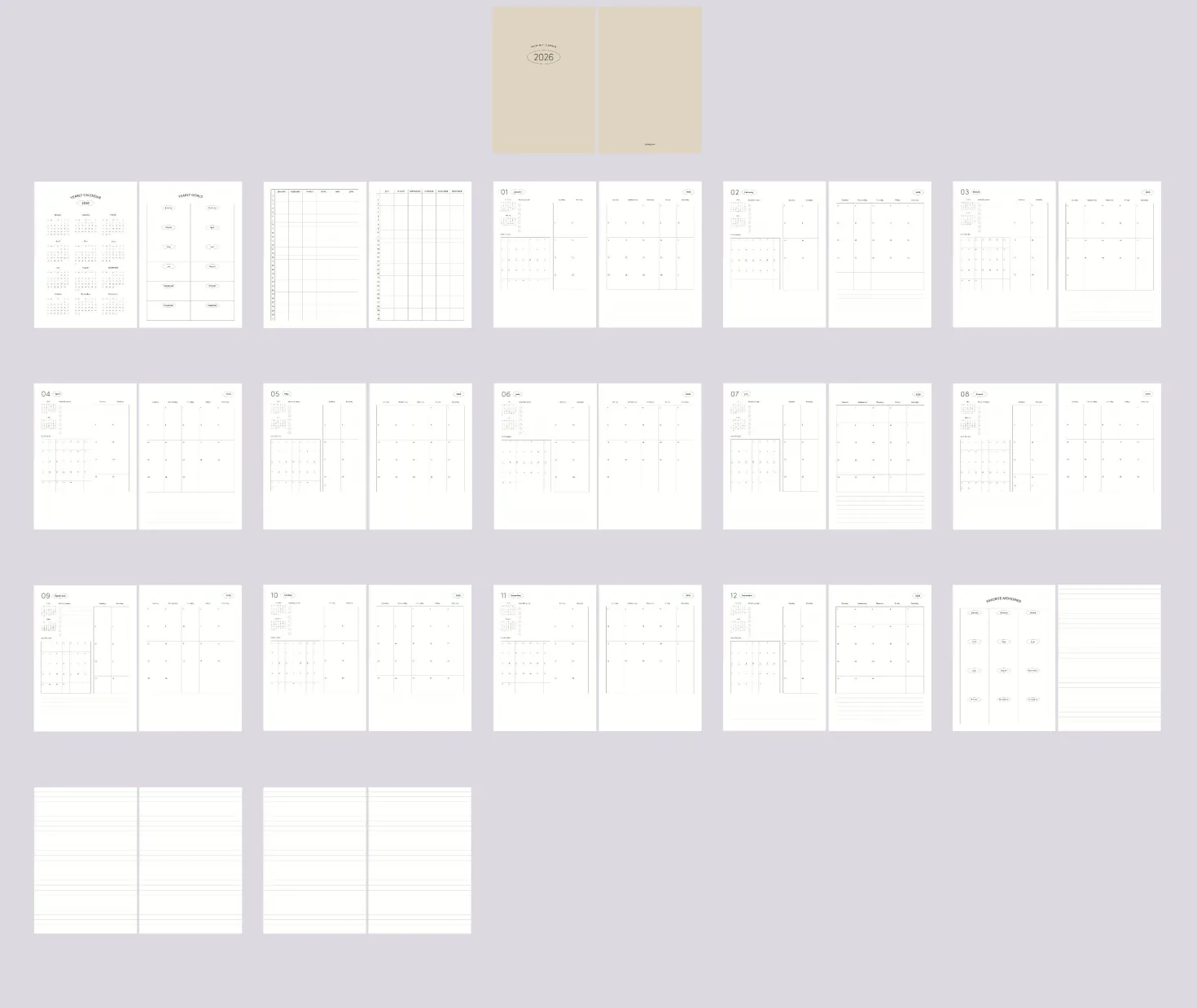 2026 Basic Monthly Planner