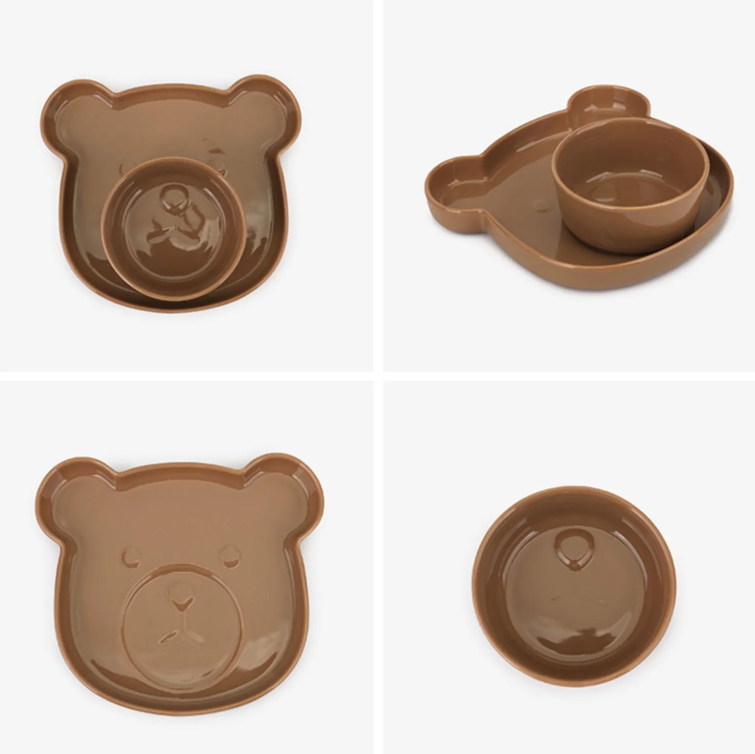 Brown Cozy Bear Bowl & Plate Set
