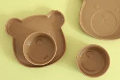 Brown Cozy Bear Bowl & Plate Set