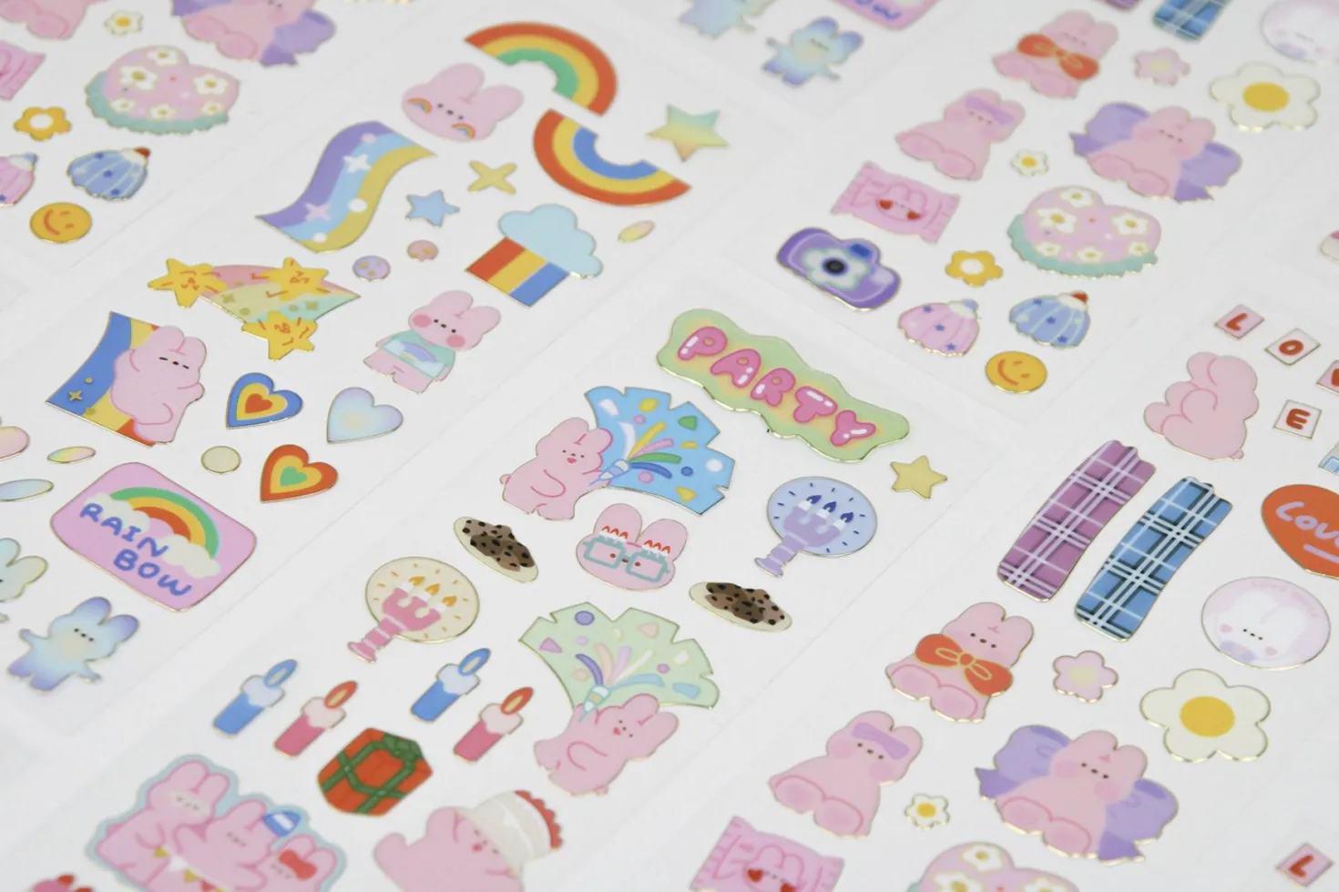 Bunny Gold Line Deco Sticker