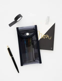 Button Translucent Pen Pouch