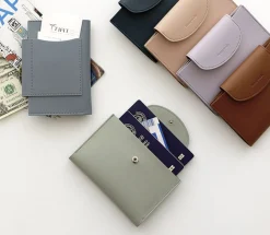 Button Vegan Leather Passport Wallet