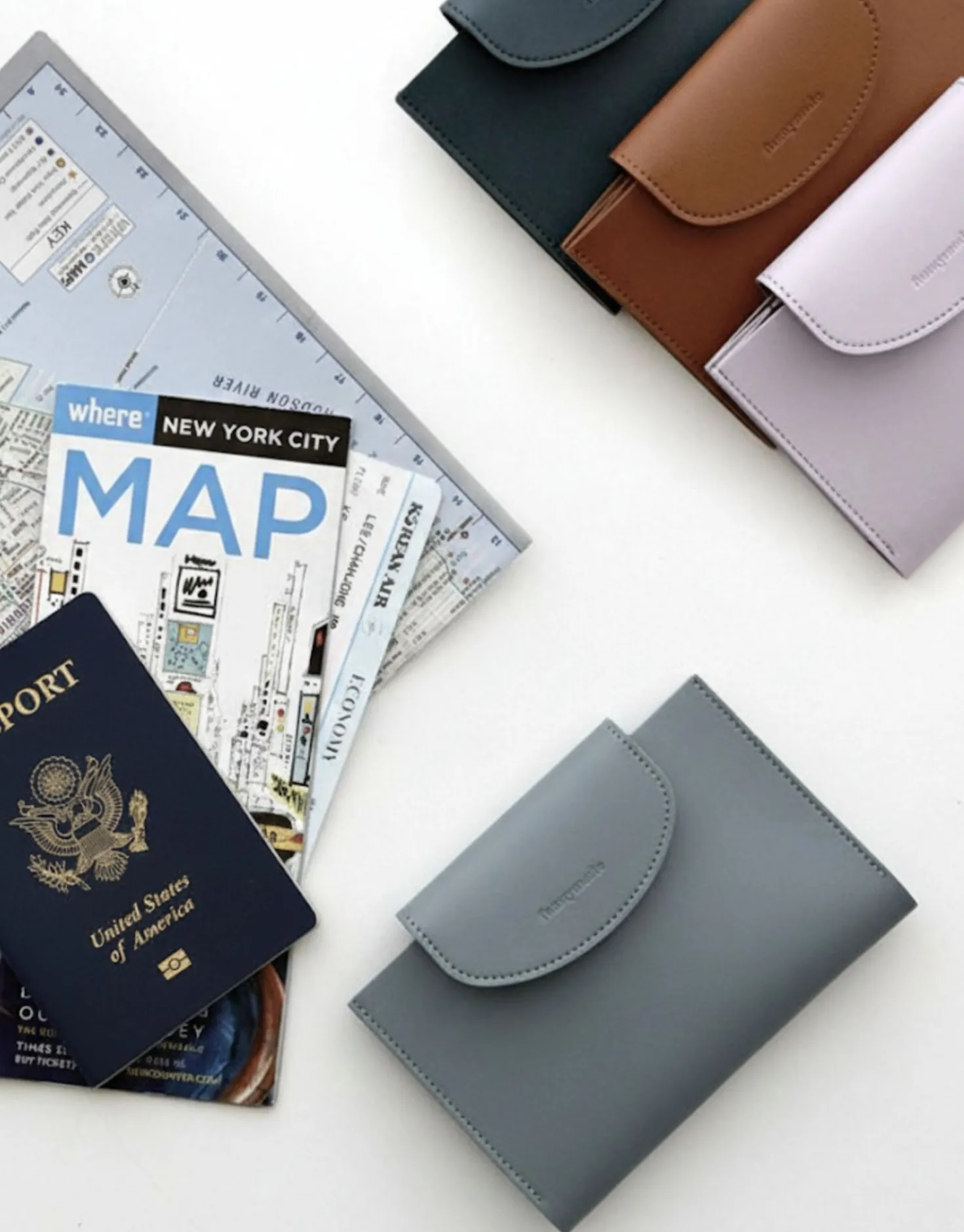 Button Vegan Leather Passport Wallet
