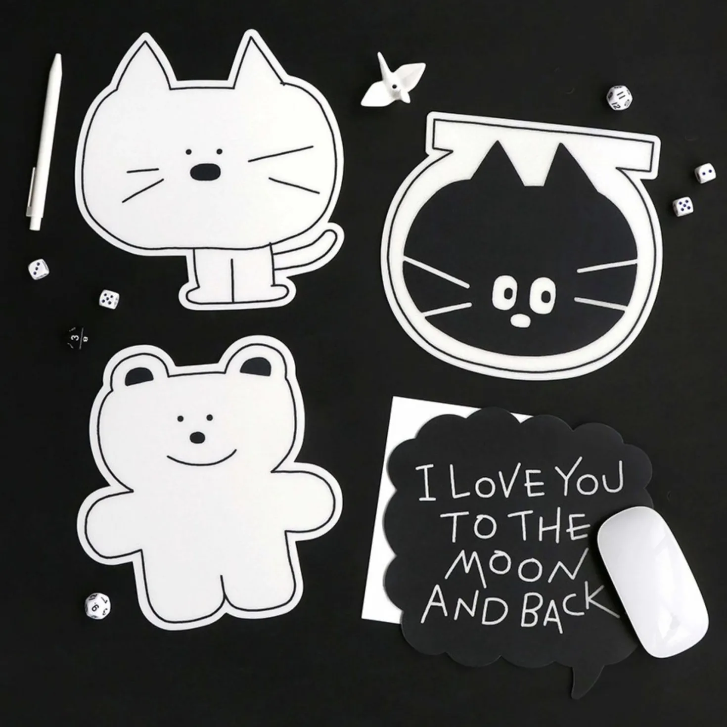B&W Doodle Mouse Pad