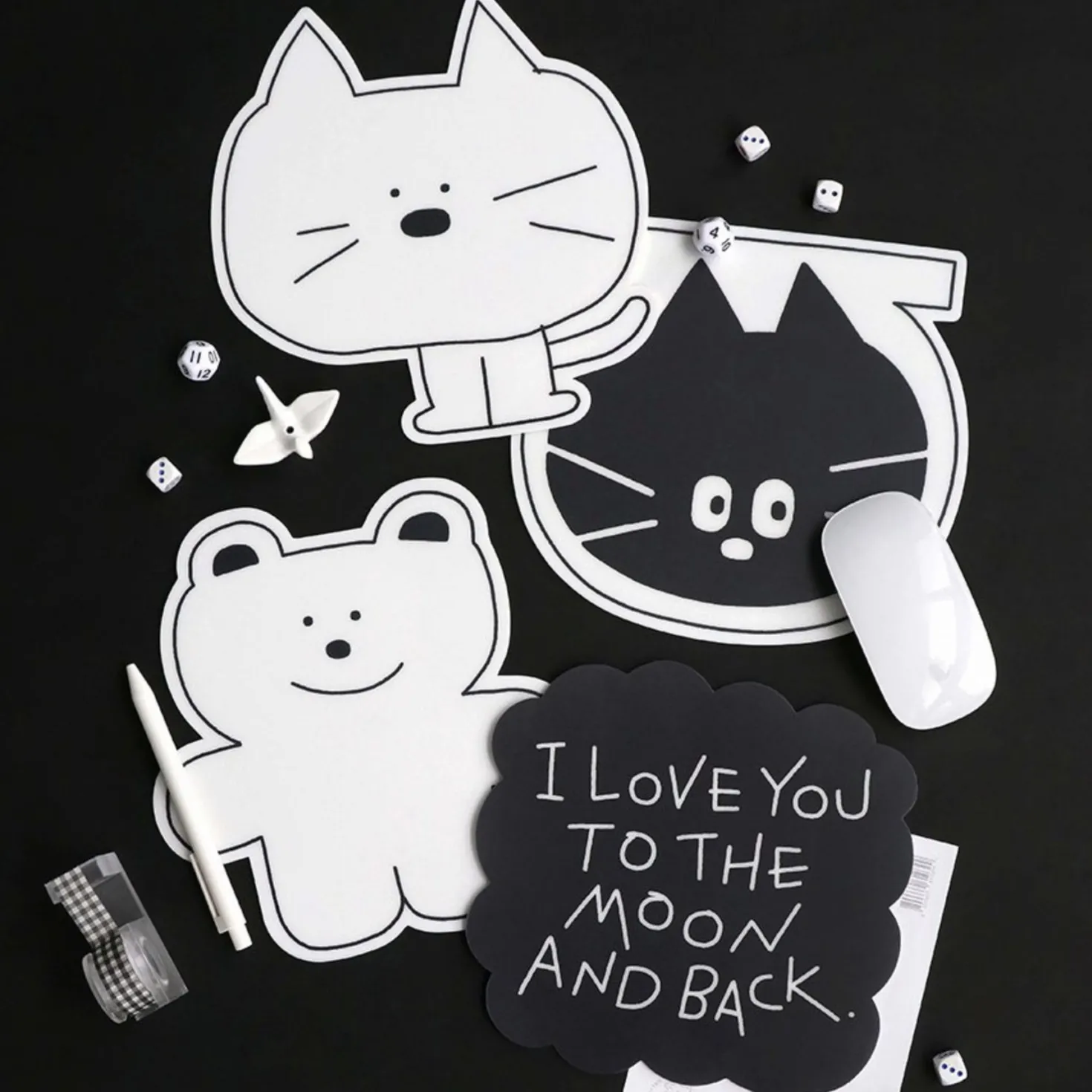B&W Doodle Mouse Pad