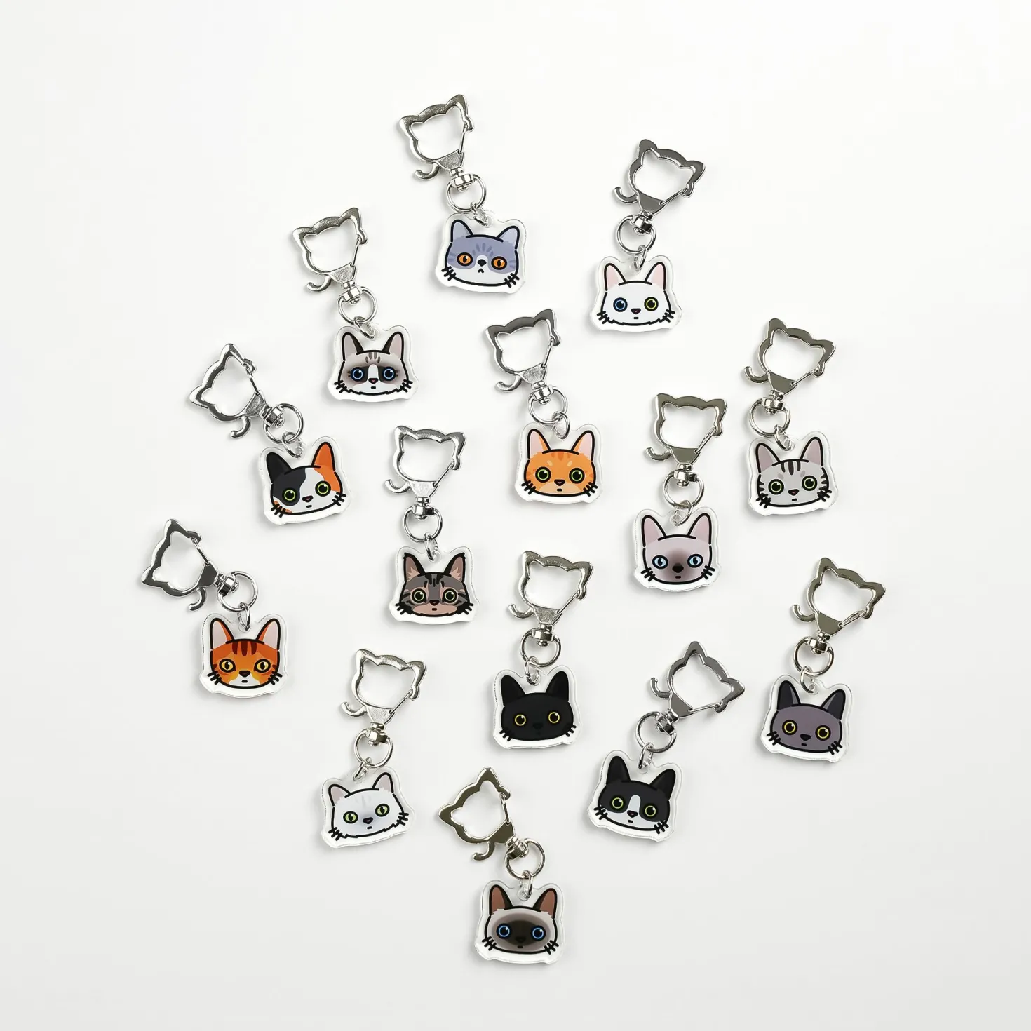 Cat Face Acrylic Key Ring