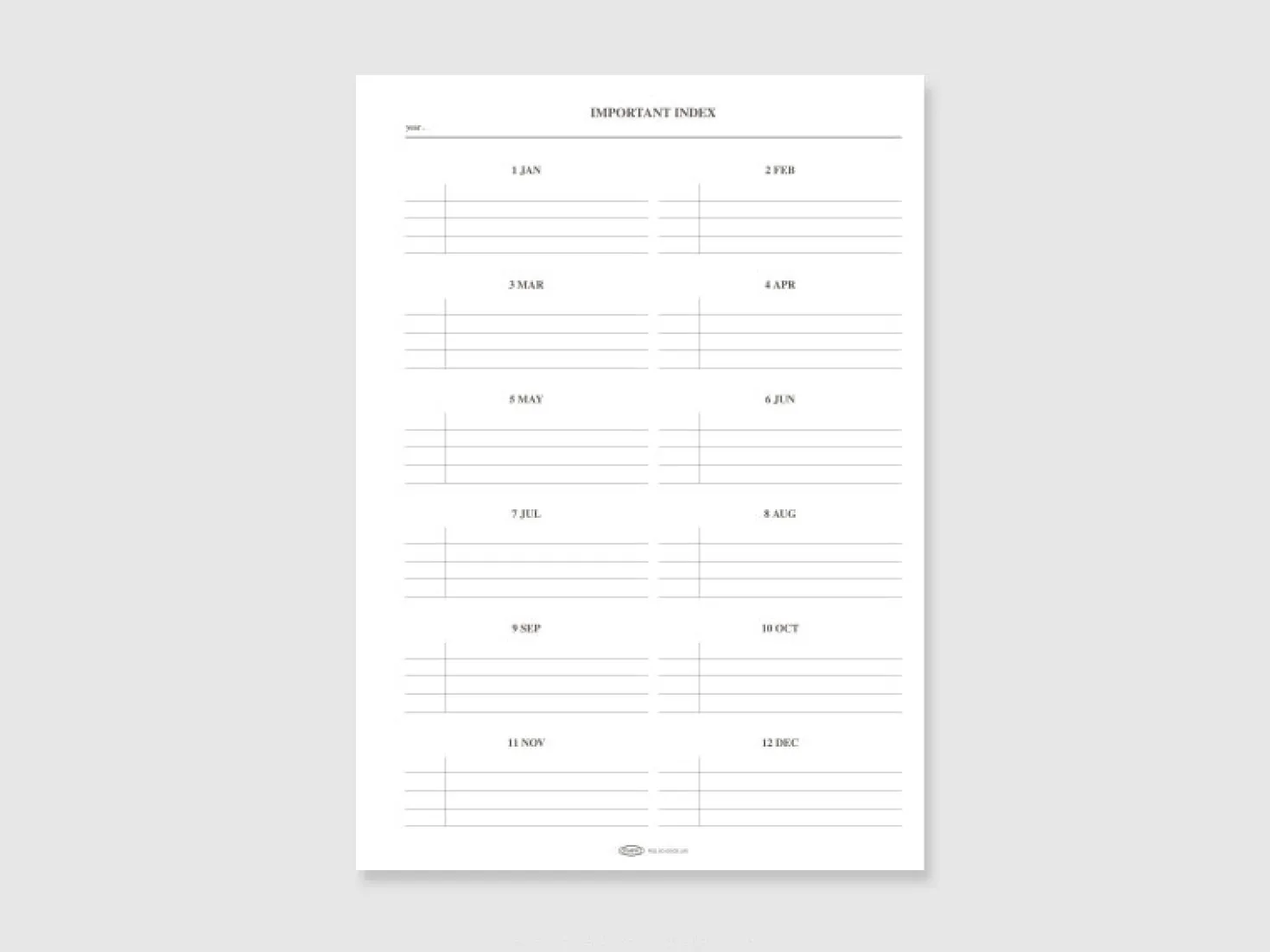 Classy Standard Index Weekly Planner