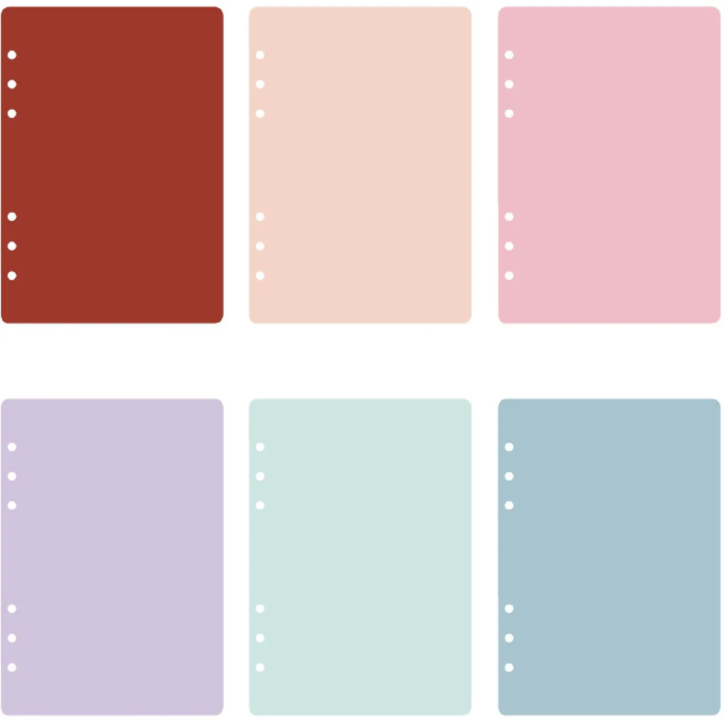 Colorful 6 Ring A5 Plain Note Refill
