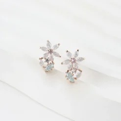 Cubic Zirconia Flower Earrings
