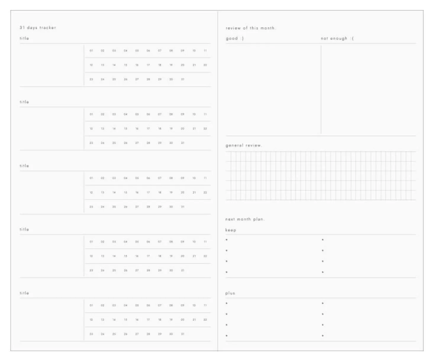 Daily Sequence One-Month Planner