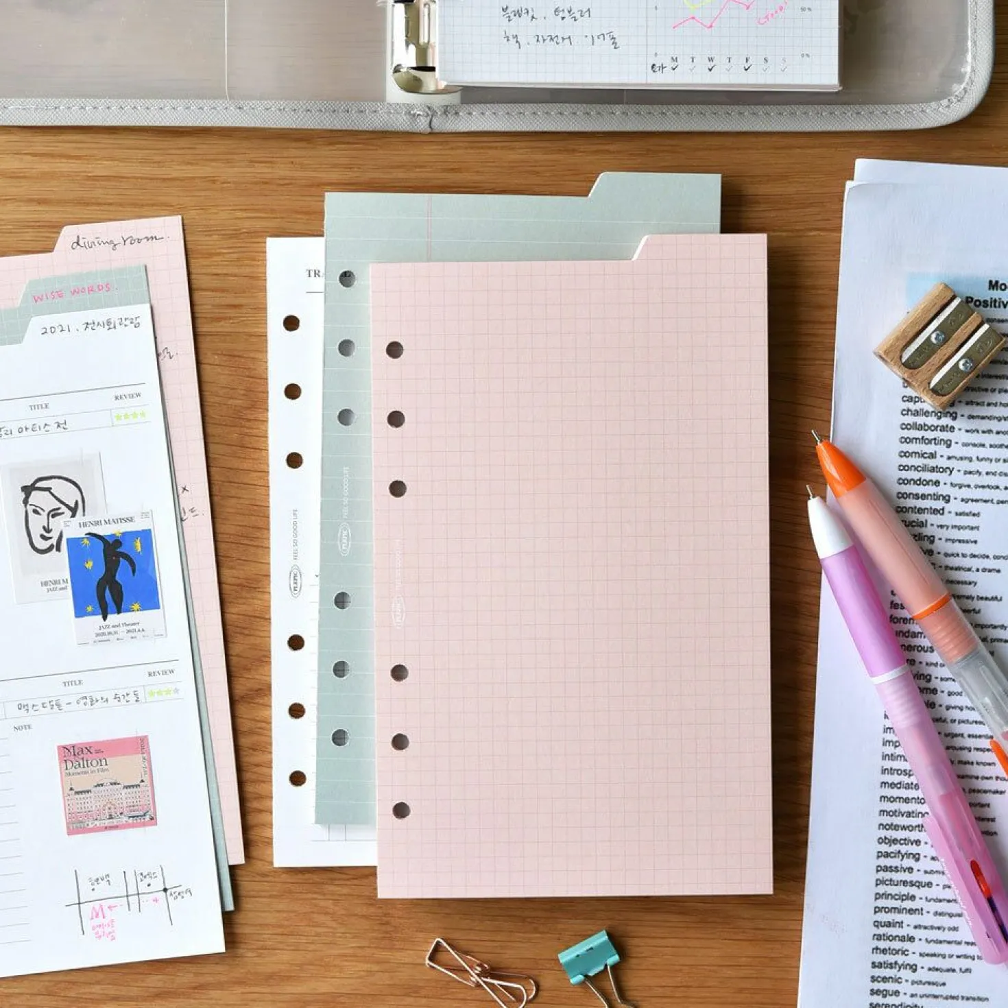 Double-sided Classy 6 Ring A6 Index Planner Refill v1