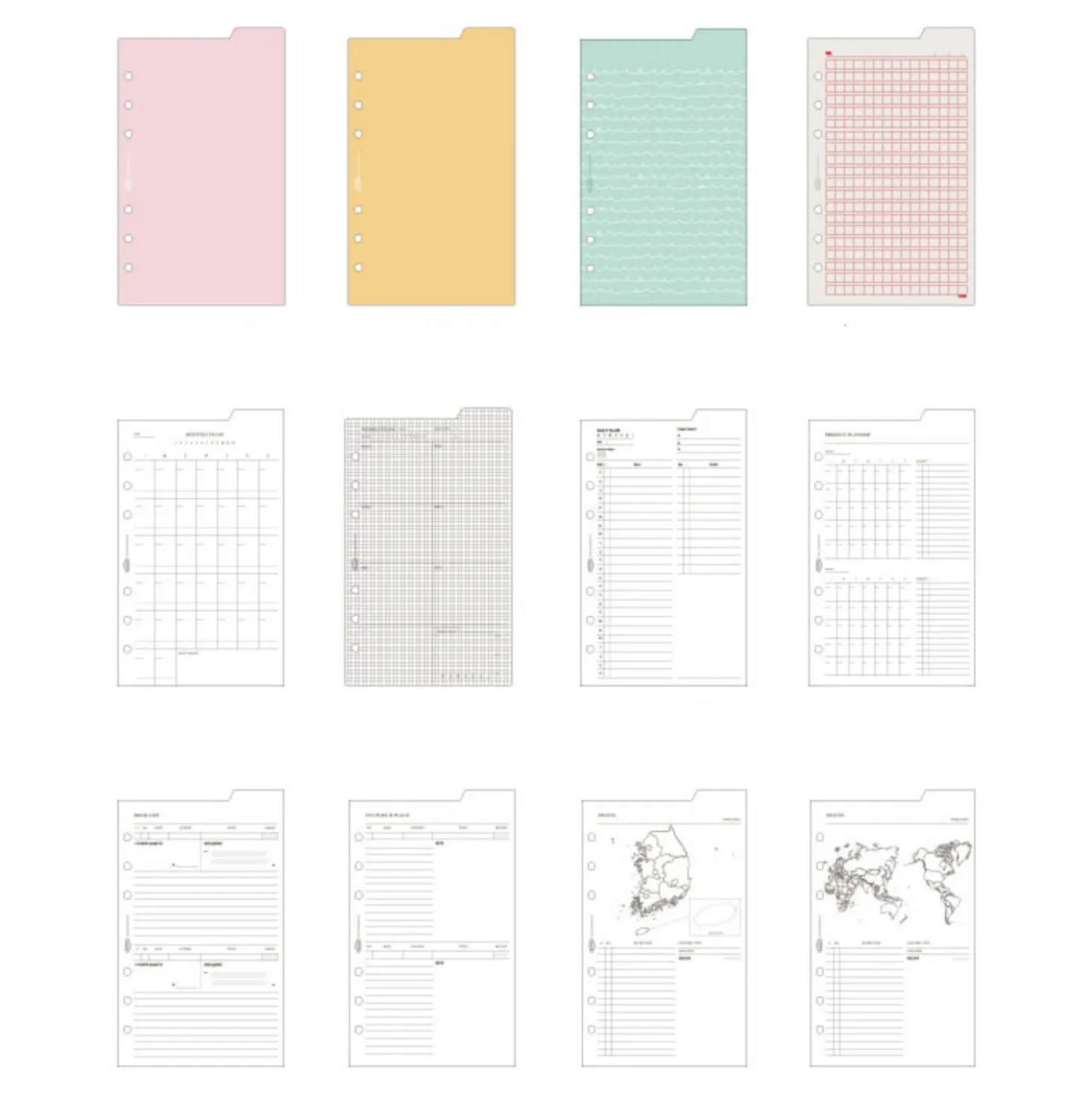 Double-sided Classy 6 Ring A6 Index Planner Refill v1