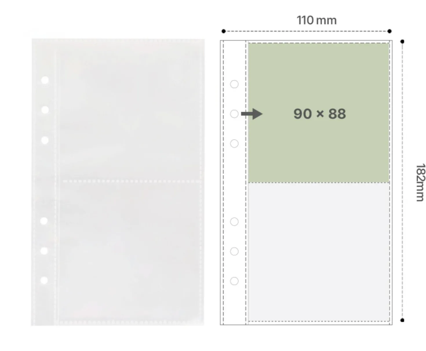 Double-sided 6 Ring A6 Pocket Refill