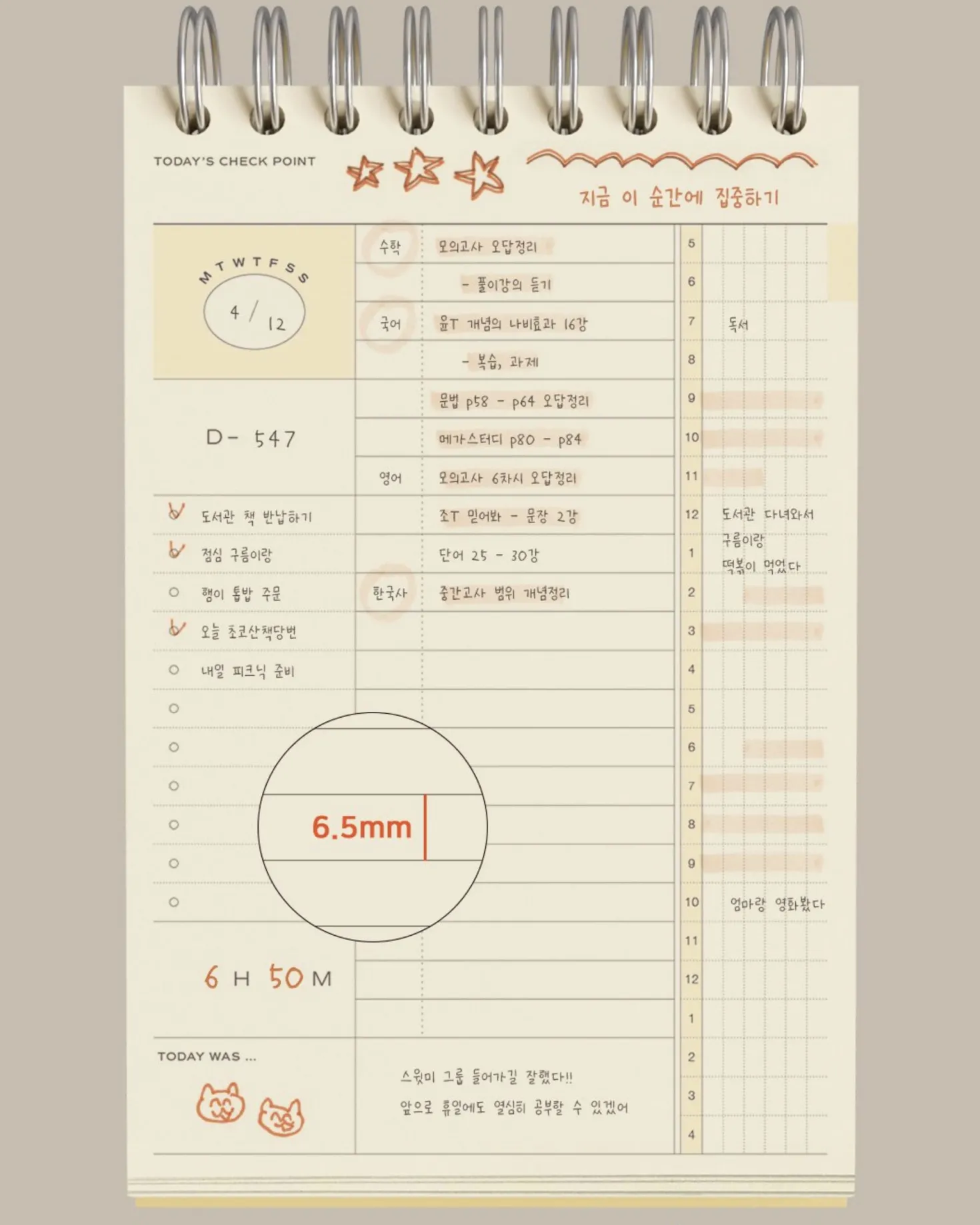Flow Spiral Standing Study Planner