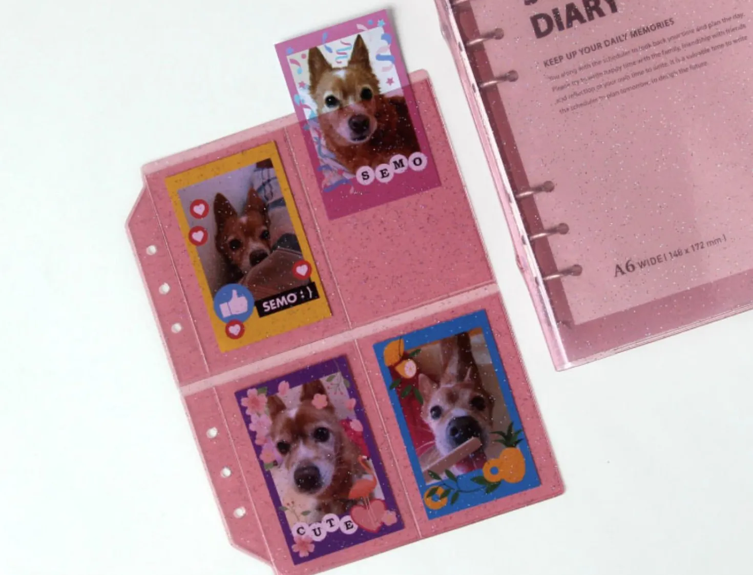 Glitter 6 Ring A6 Wide Card Pocket Refill