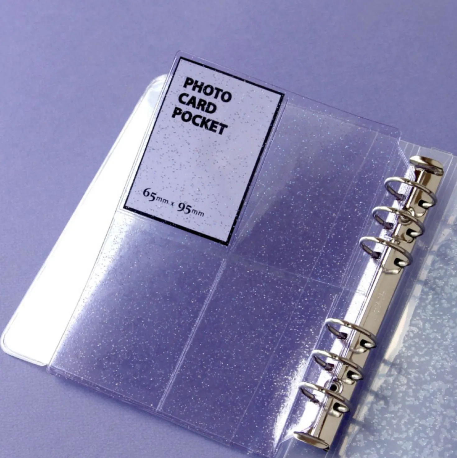 Glitter 6 Ring A6 Wide Card Pocket Refill