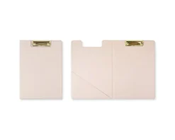 Gold Metal Vegan Leather Folding Clipboard