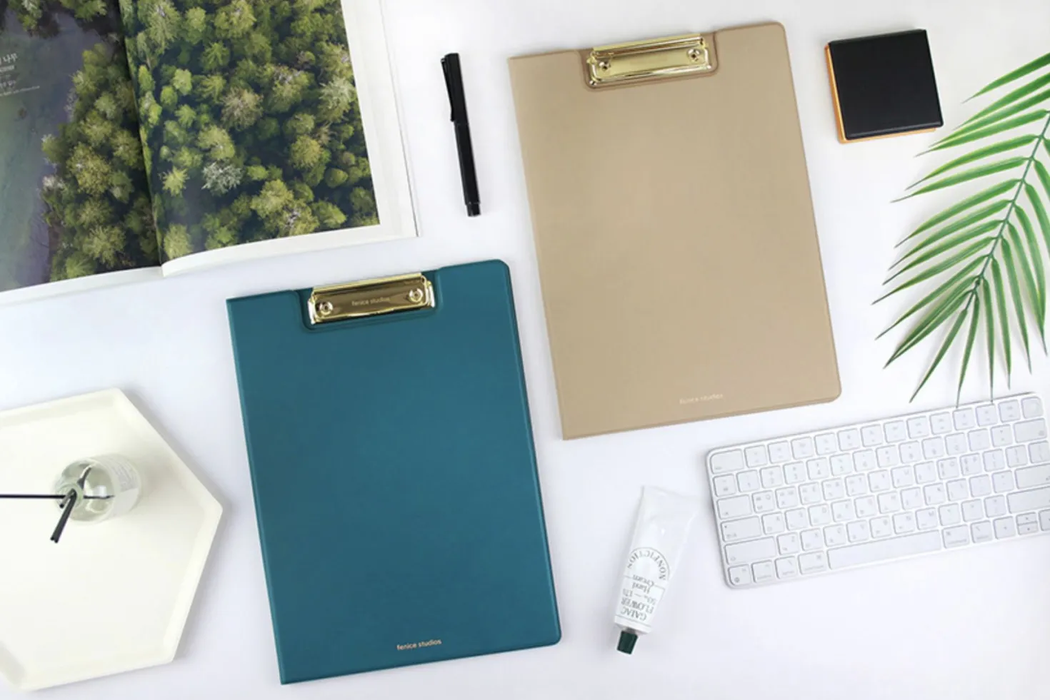 Gold Metal Vegan Leather Folding Clipboard
