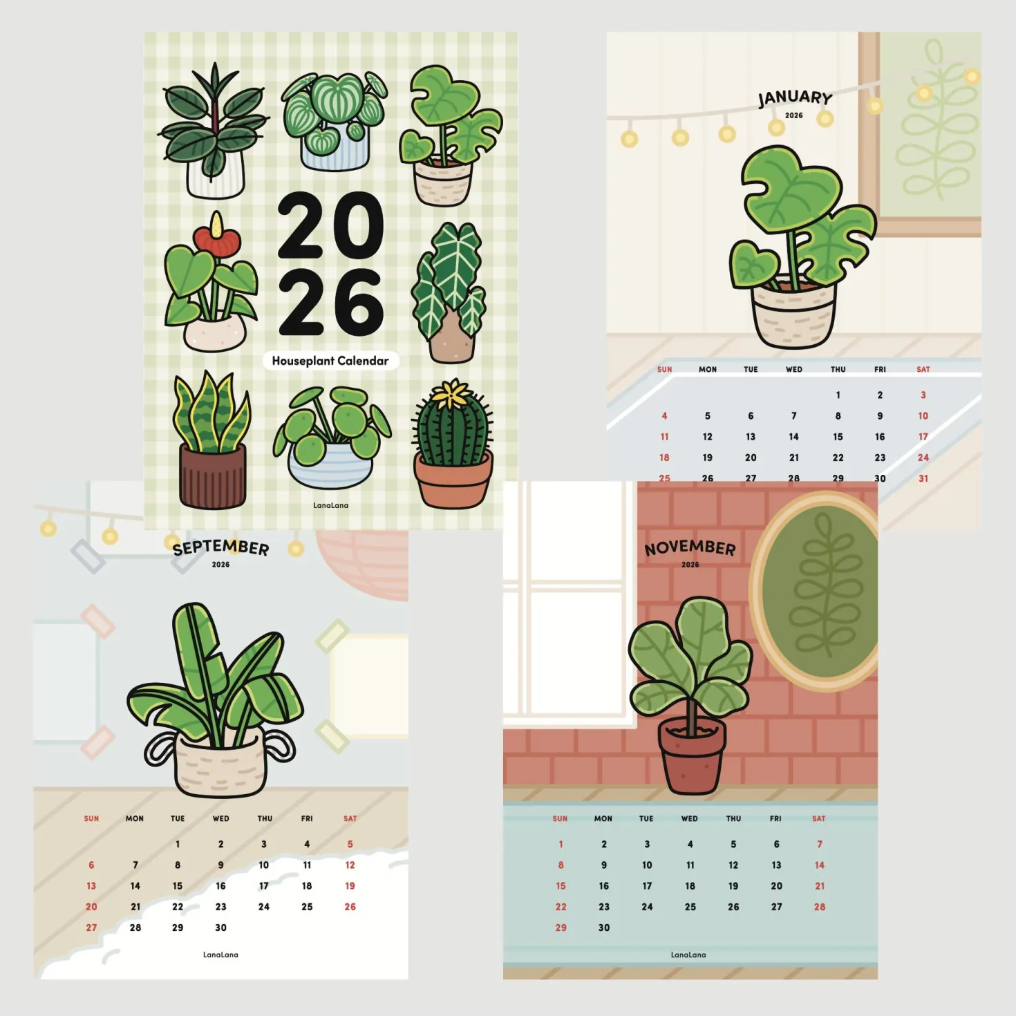 2026 Houseplant Wall Calendar