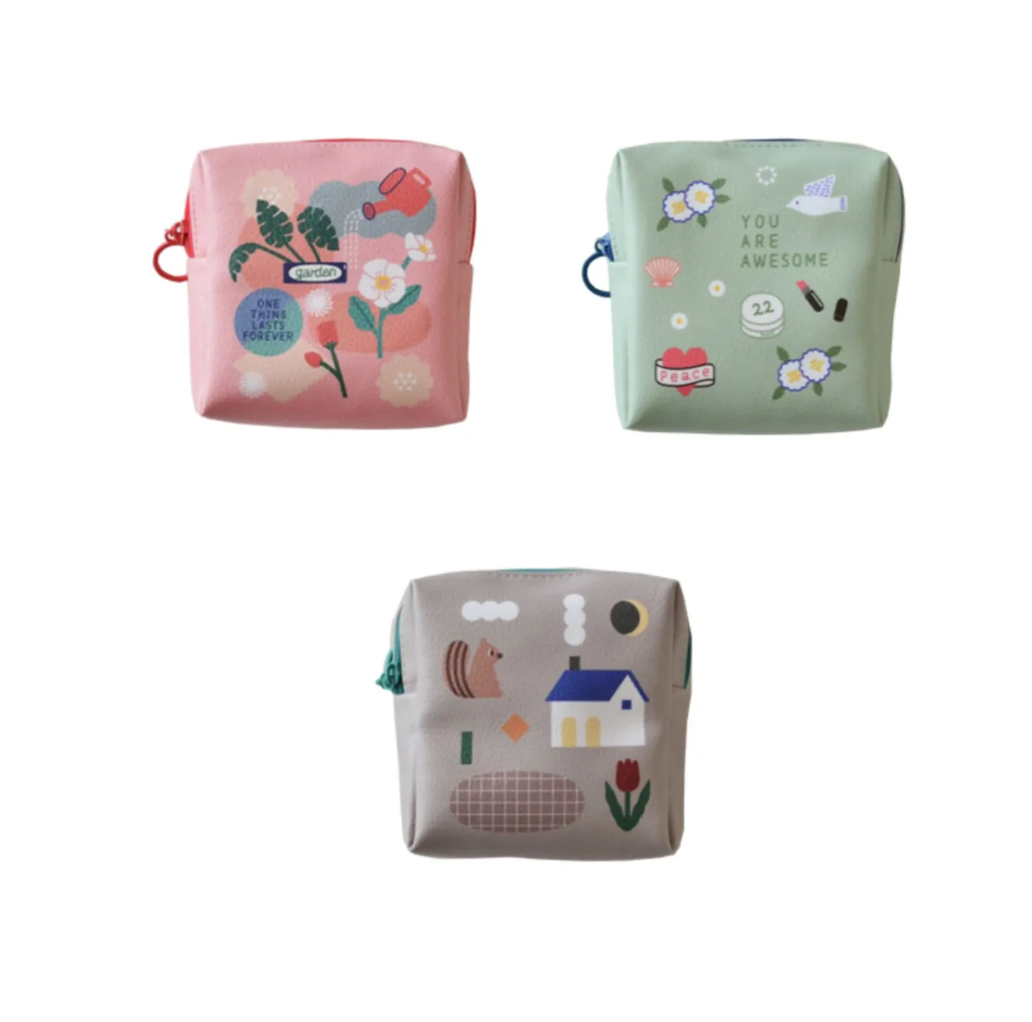 Illustrated Mini Zip Pouch