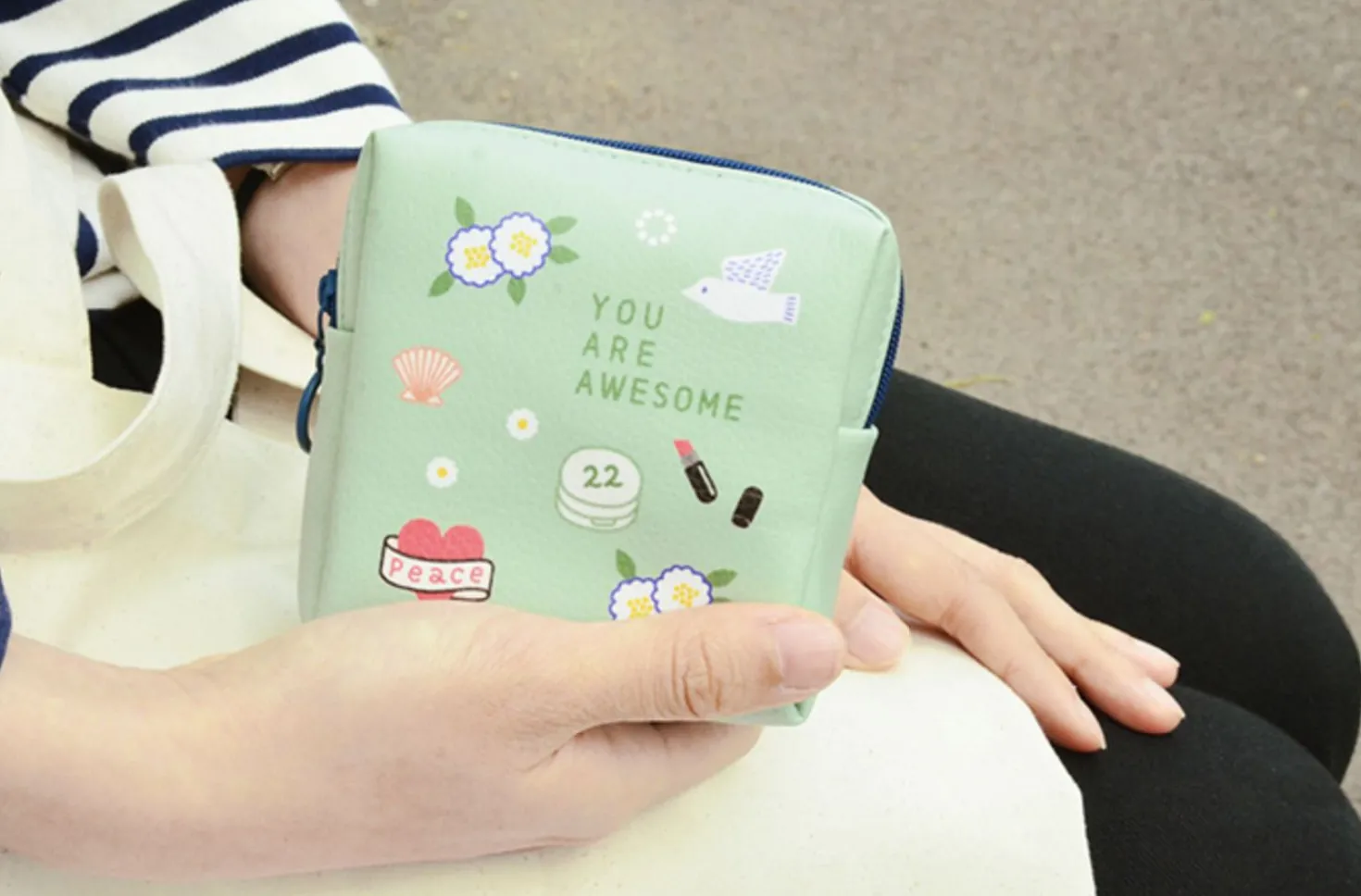 Illustrated Mini Zip Pouch