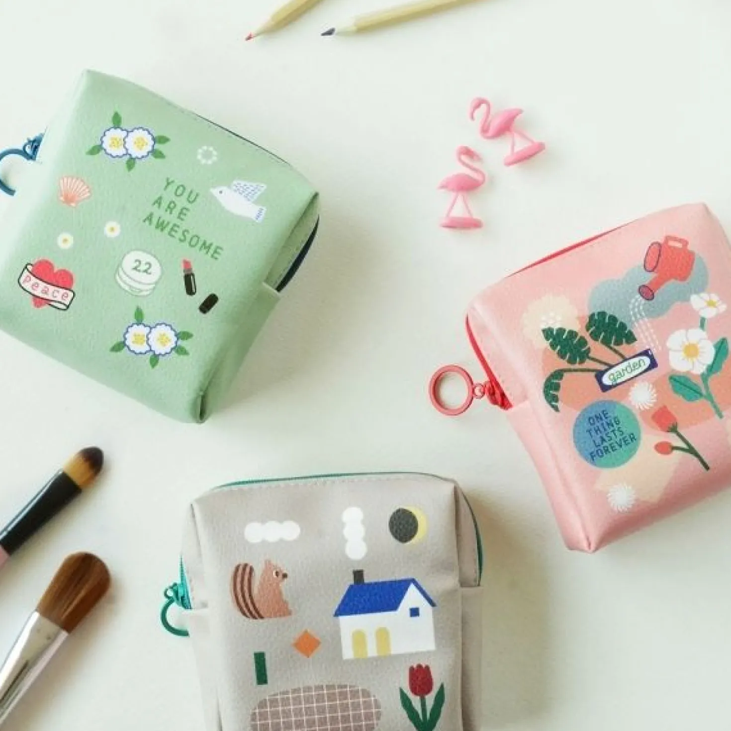 Illustrated Mini Zip Pouch