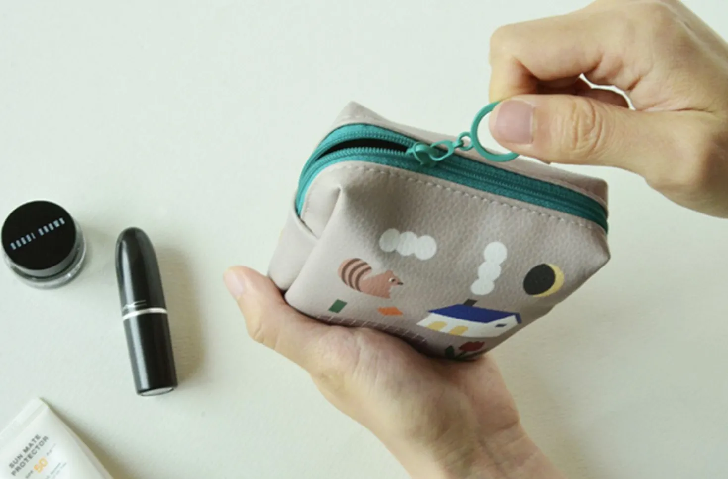 Illustrated Mini Zip Pouch
