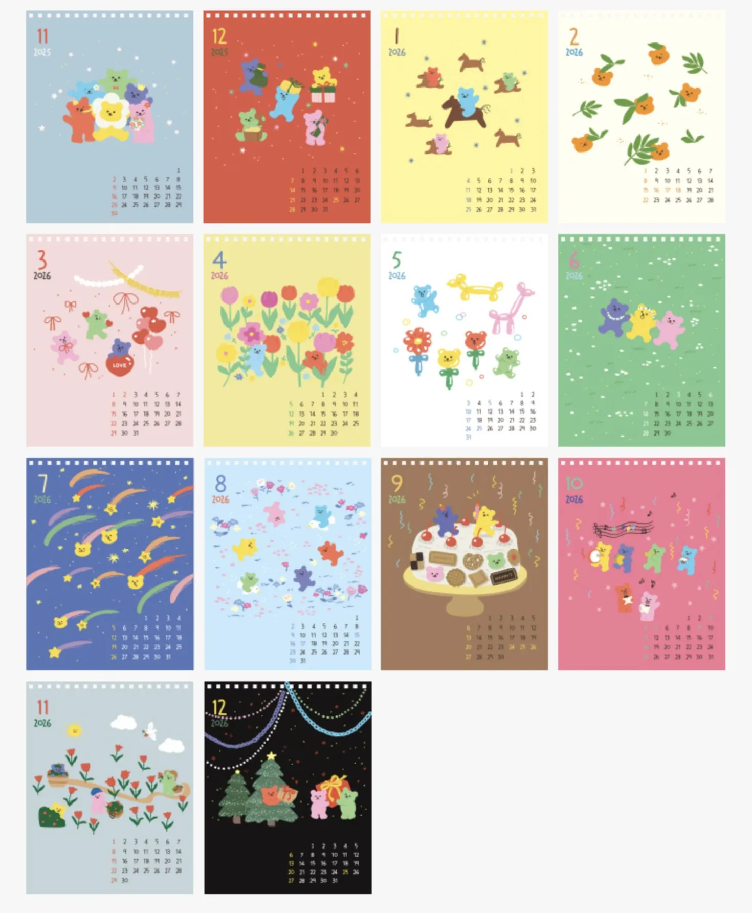 2026 Jelly Bear Standing Calendar