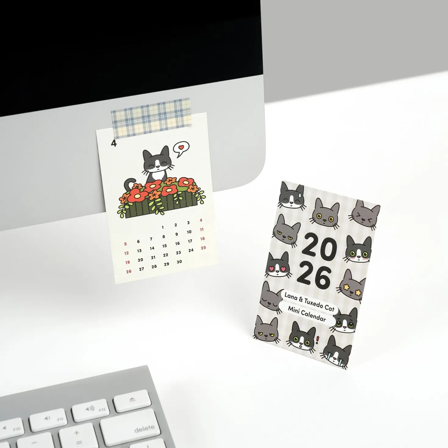 2026 Lana & Tuxedo Cat Mini Calendar Sheets
