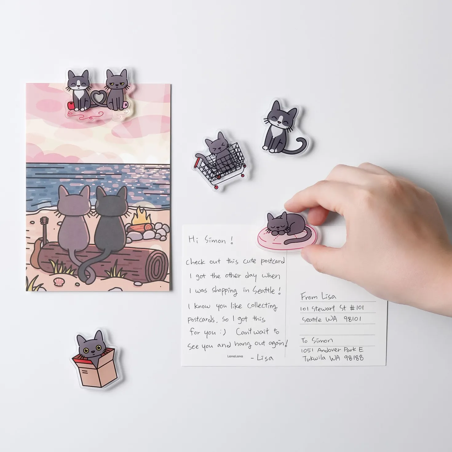 Lana & Tuxedo Cat Postcard