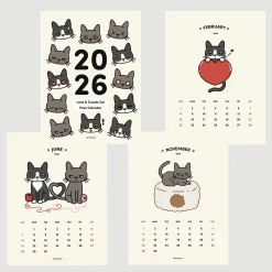 2026 Lana & Tuxedo Cat Wall Calendar