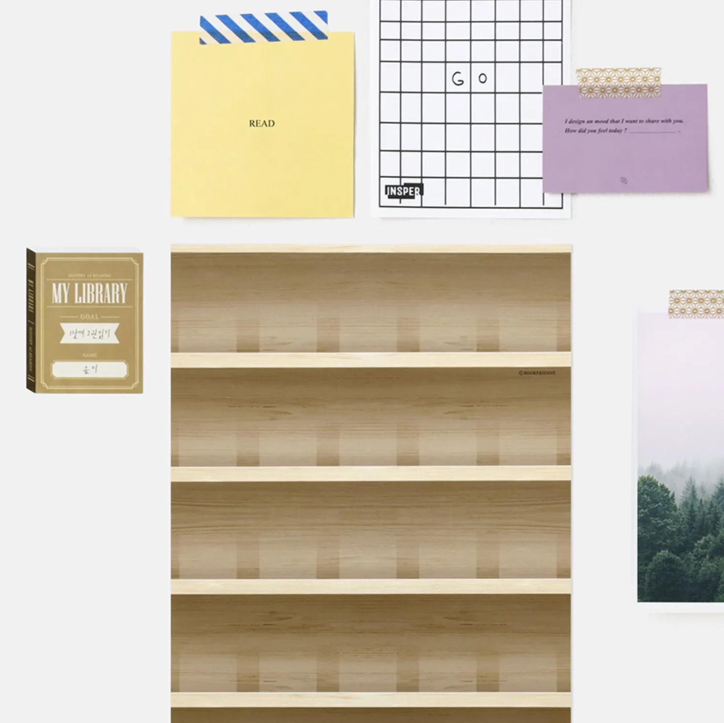 Large Bookshelf Poster & Sticker Set