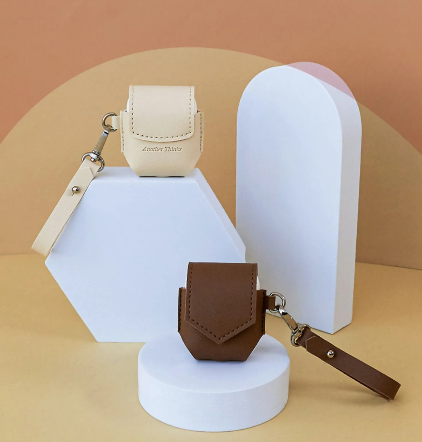 Leather AirPods Pouch + Strap Set