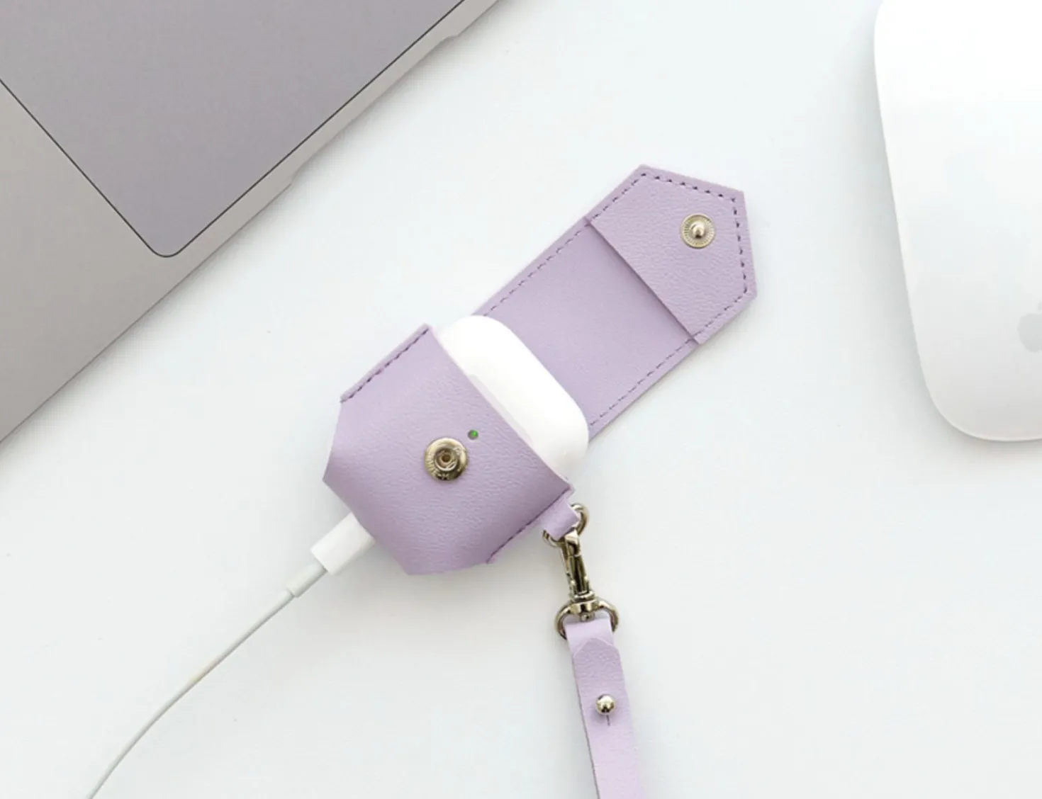 Leather AirPods Pouch + Strap Set