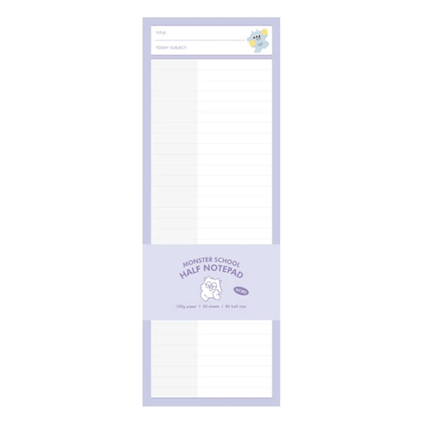 Monster School Half Notepad