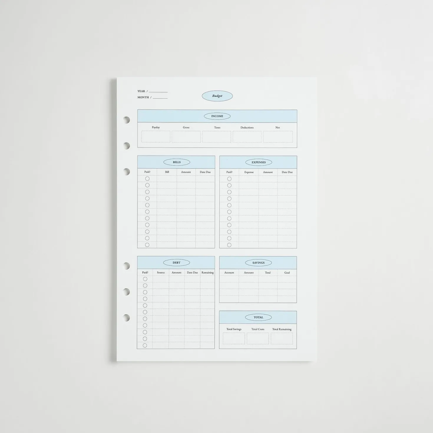 MYO Life 6 Ring A5 Planner Refill
