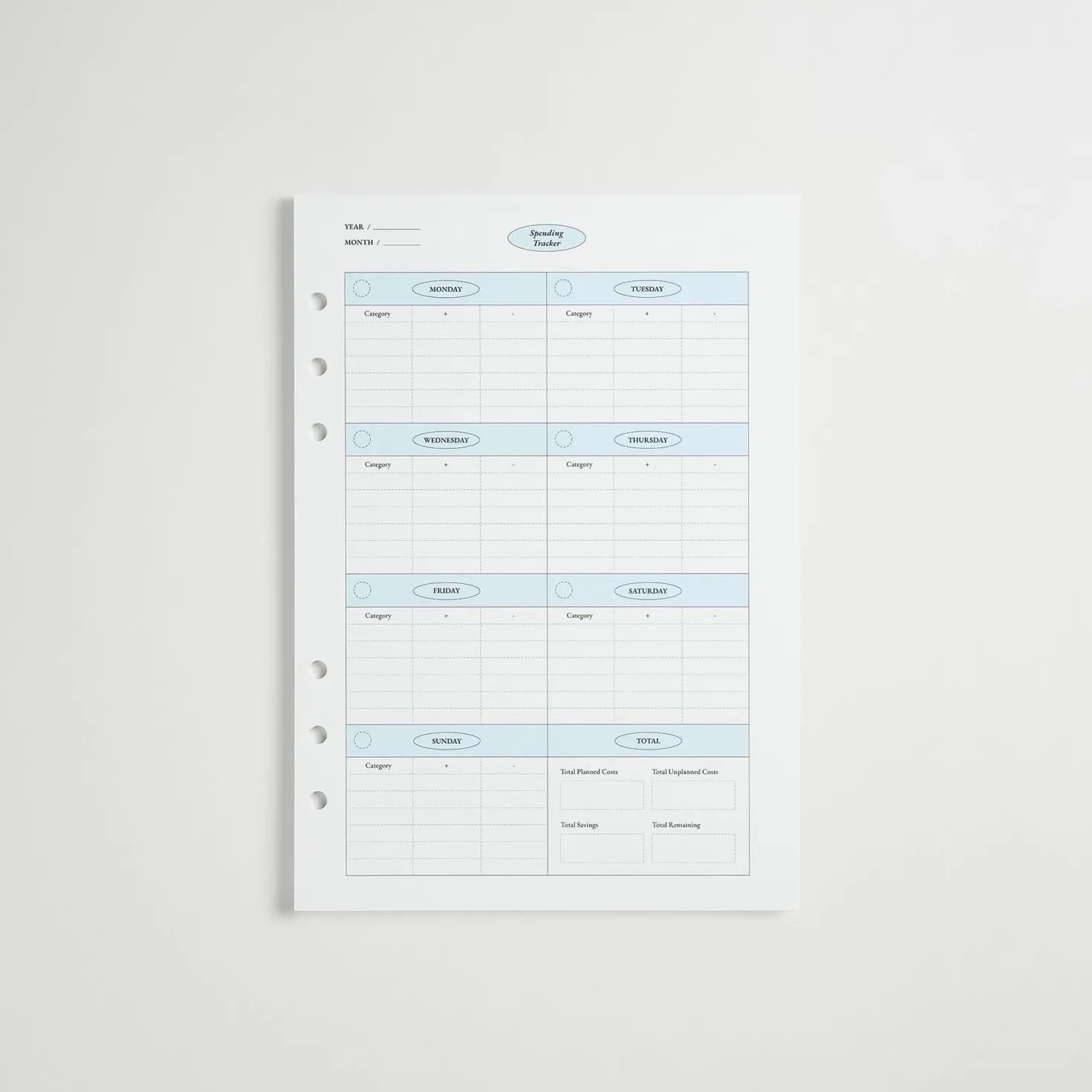MYO Life 6 Ring A5 Planner Refill