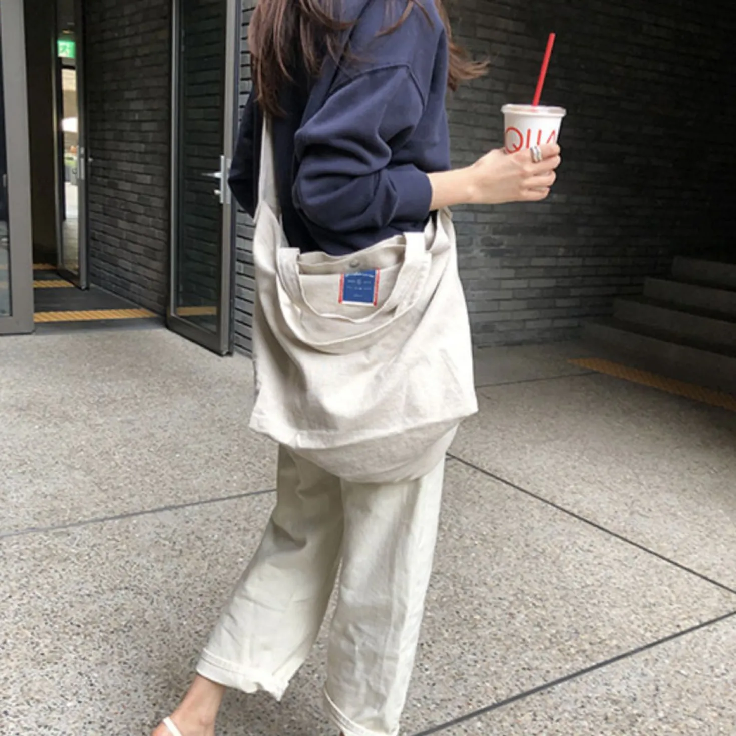 Natural Linen Shoulder Bag
