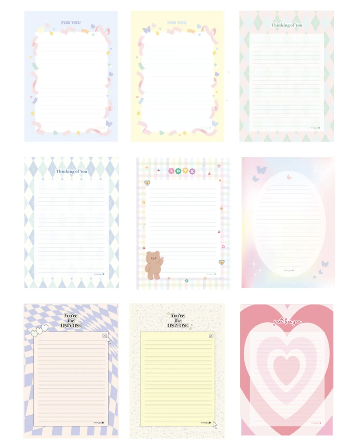 Pastel Pattern Letter Notepad