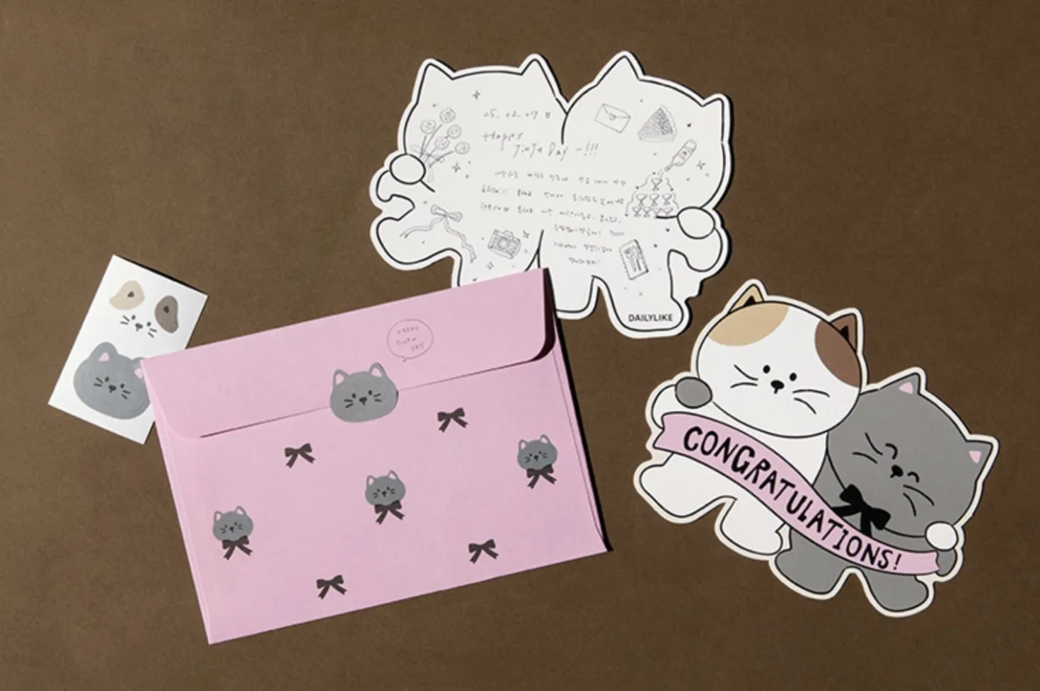 3pcs Animal Friends Card & Envelope Set
