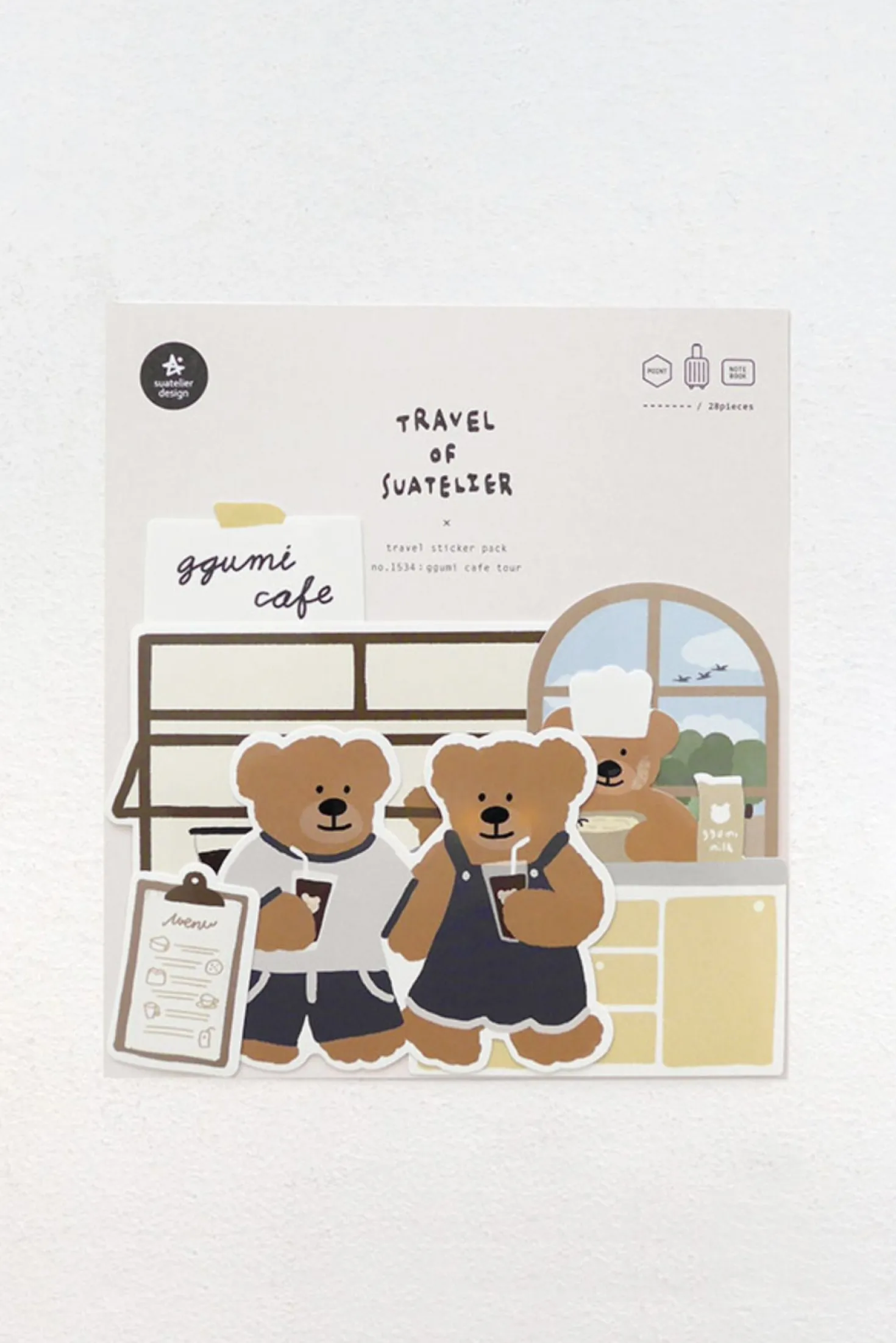 28pcs Bear Cafe Tour Sticker Set