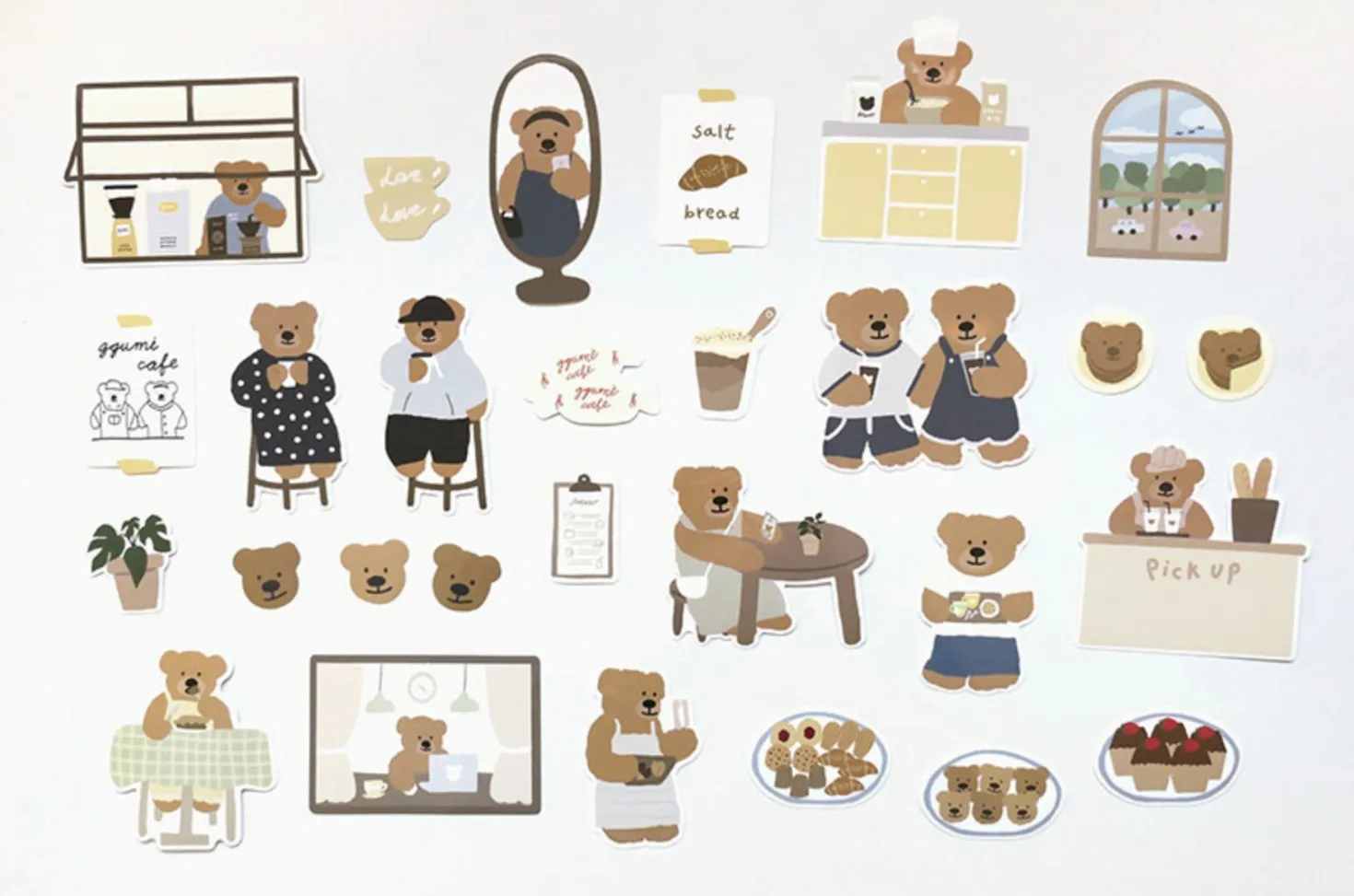 28pcs Bear Cafe Tour Sticker Set