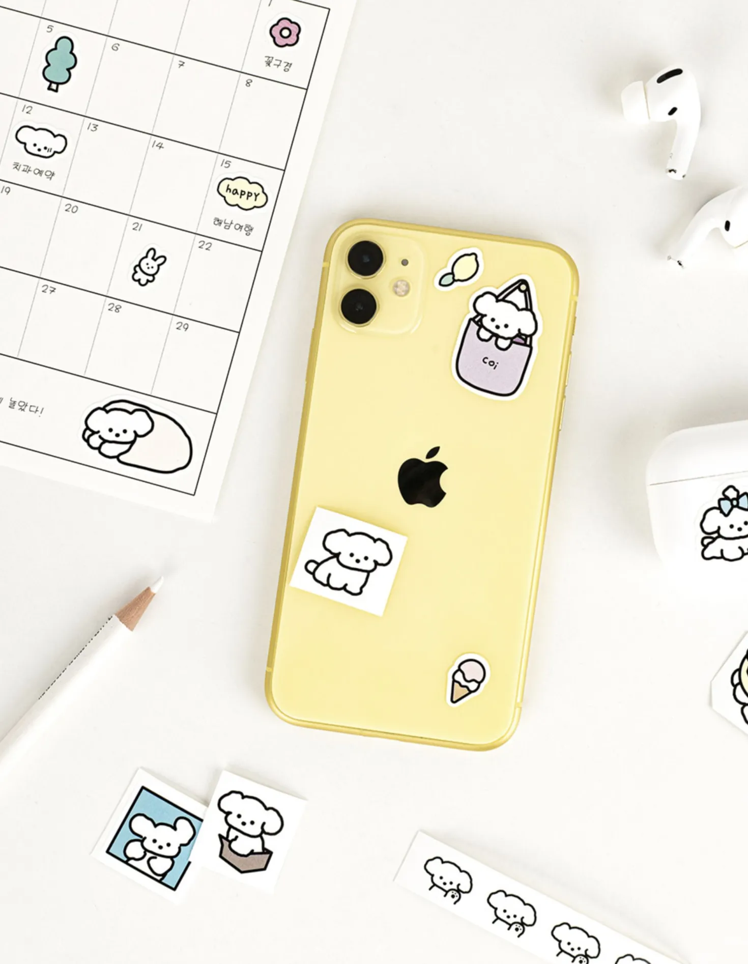 6pcs Coi Puppy Removable Sticker Set
