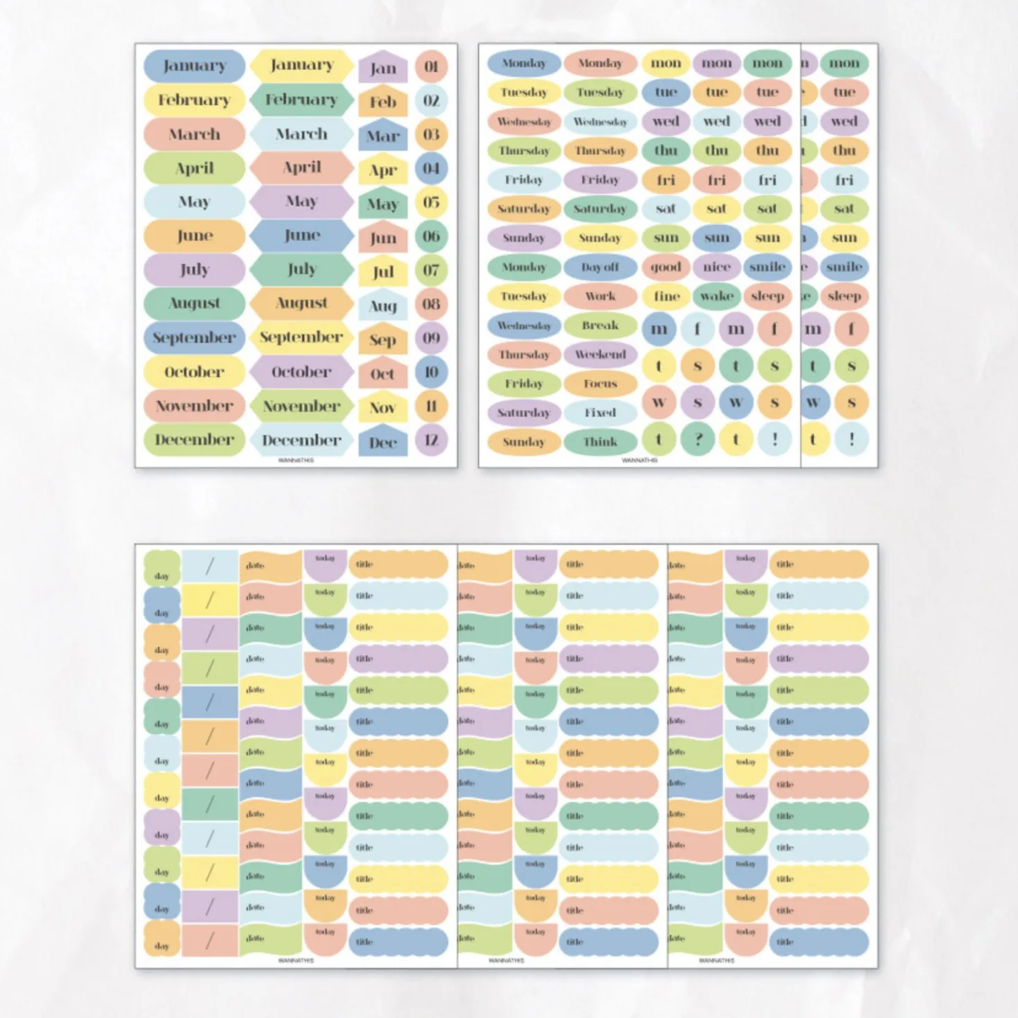 6pcs Daily Journal Deco Sticker Set