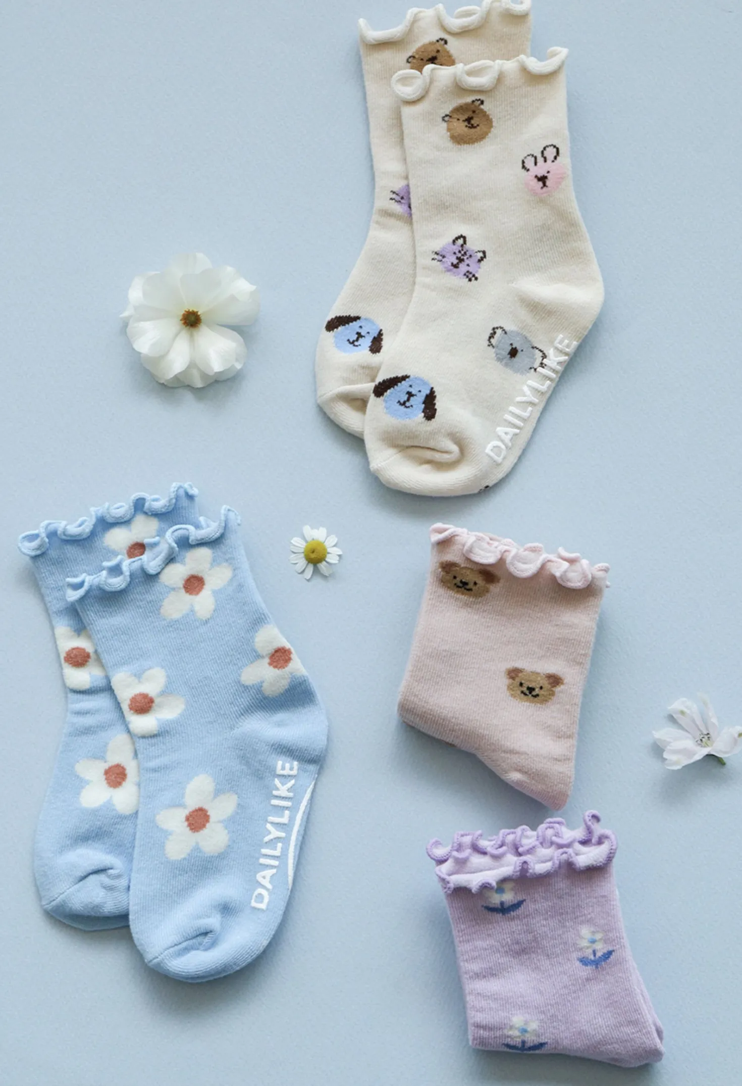 4pcs Daily Kids Crew Socks Set