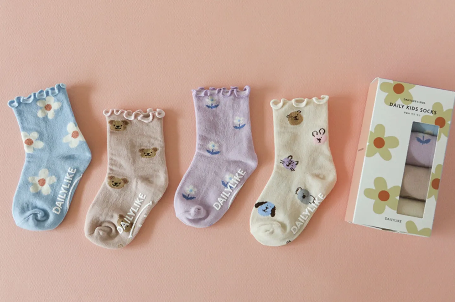 4pcs Daily Kids Crew Socks Set