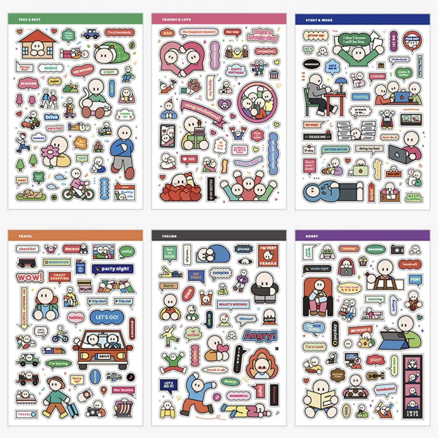 6pcs Daily Point Removable Sticker Set