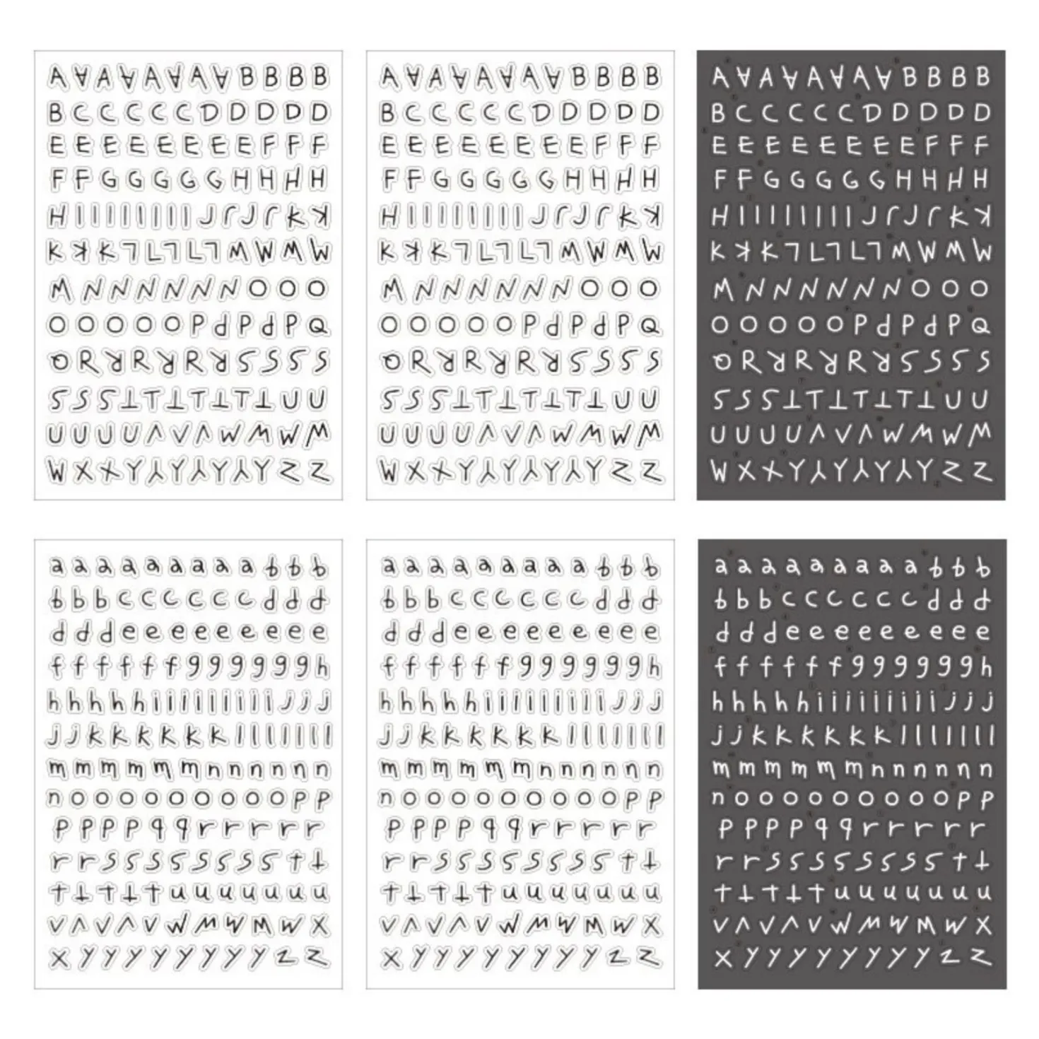 6pcs Doodle Alphabet Sticker Set