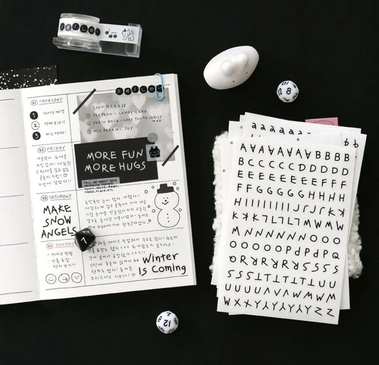 6pcs Doodle Alphabet Sticker Set